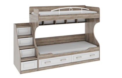 Двухъярусная кровать с лестницей с ящиками «Прованс» – СМ-223.11.001