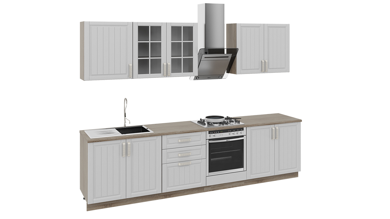 Кухонный гарнитур длиной – 300 см (со шкафом НБ) – ГН72_300_1 (НБ)