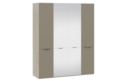 Шкаф комбинированный с 2 дверями со стеклом и 2 зеркальными дверями «Глосс» – СМ-319.07.442