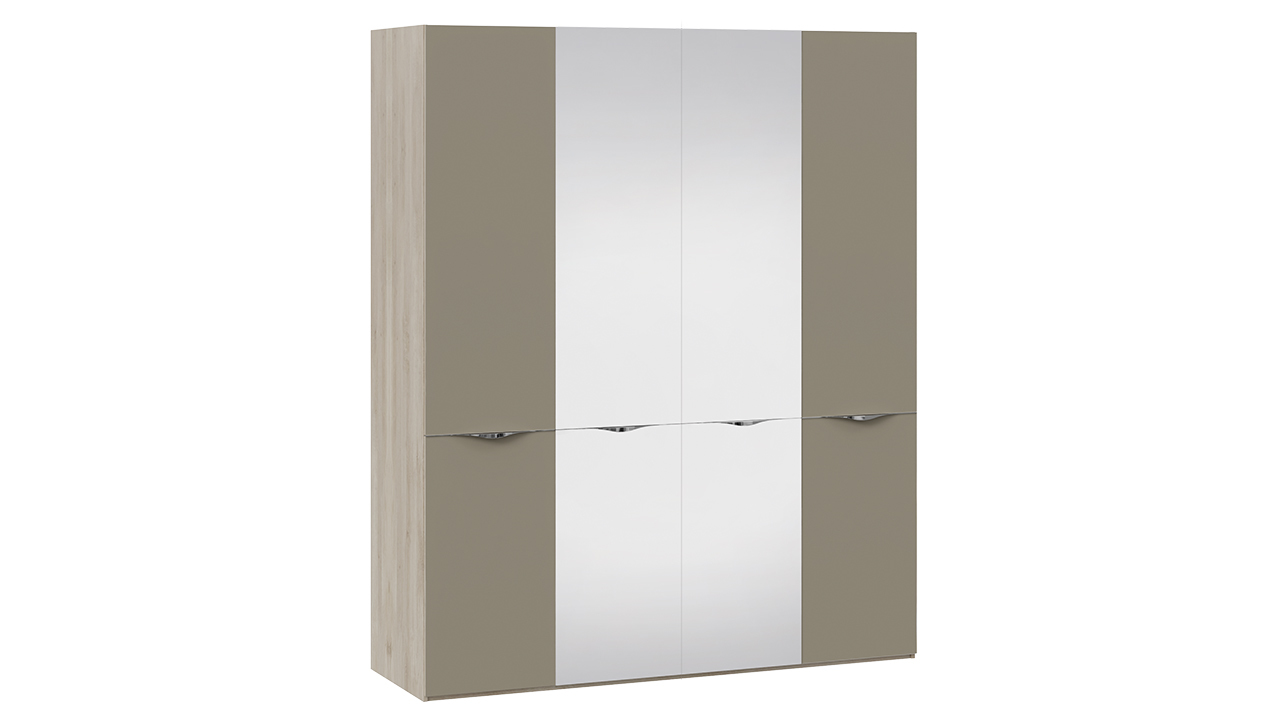 Шкаф комбинированный с 2 дверями со стеклом и 2 зеркальными дверями «Глосс» – СМ-319.07.442