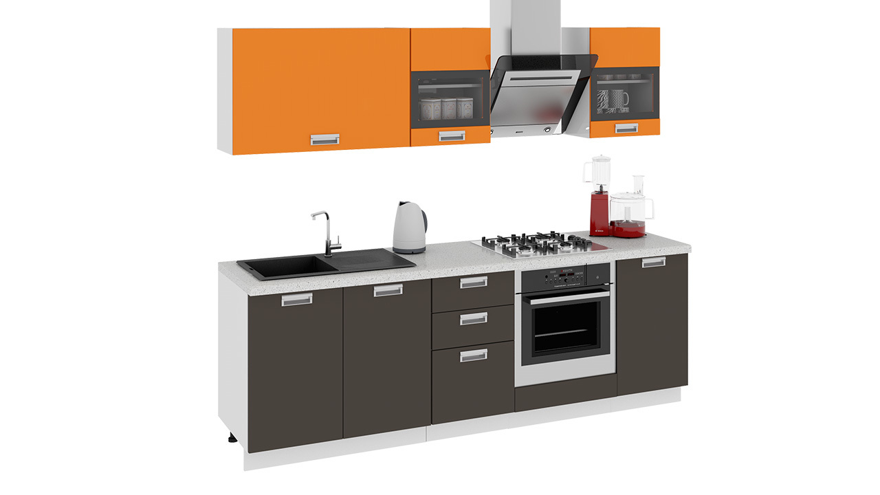 Кухонный гарнитур длиной – 240 см (со шкафом НБ) – ГН60_240_1 (НБ)