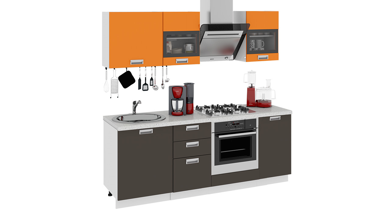 Кухонный гарнитур длиной – 210 см (со шкафом НБ) – ГН60_210_2 (НБ)