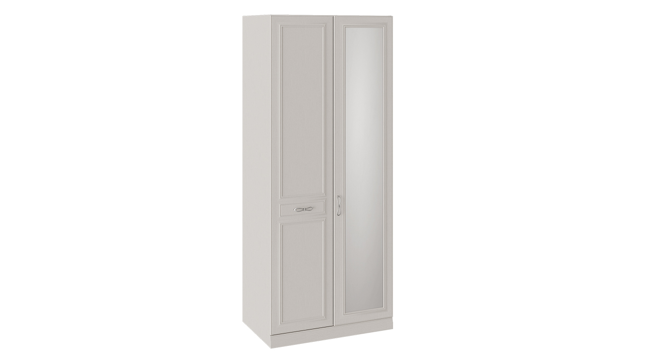 Шкаф для одежды с 1 глухой и 1 зеркальной дверью левый с опорой «Сабрина» – СМ-307.07.021-01L