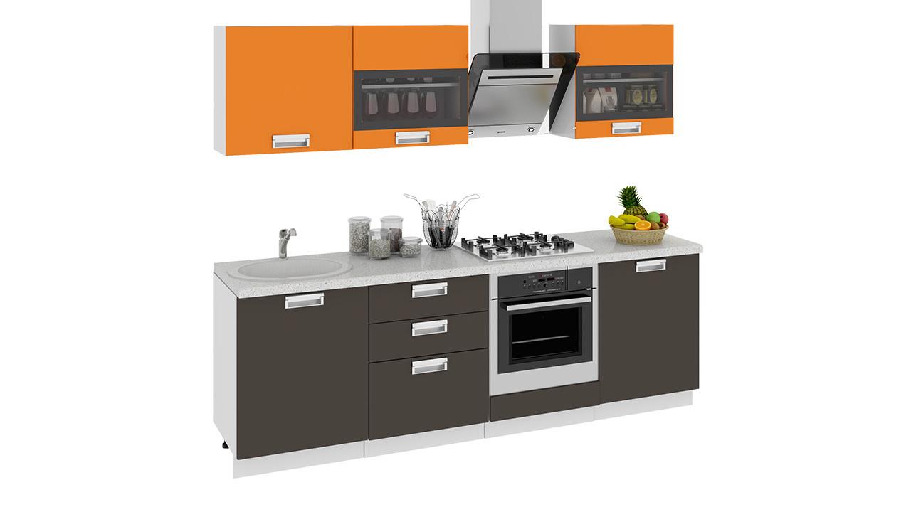 Кухонный гарнитур длиной – 240 см (со шкафом НБ) – ГН60_240_2 (НБ)
